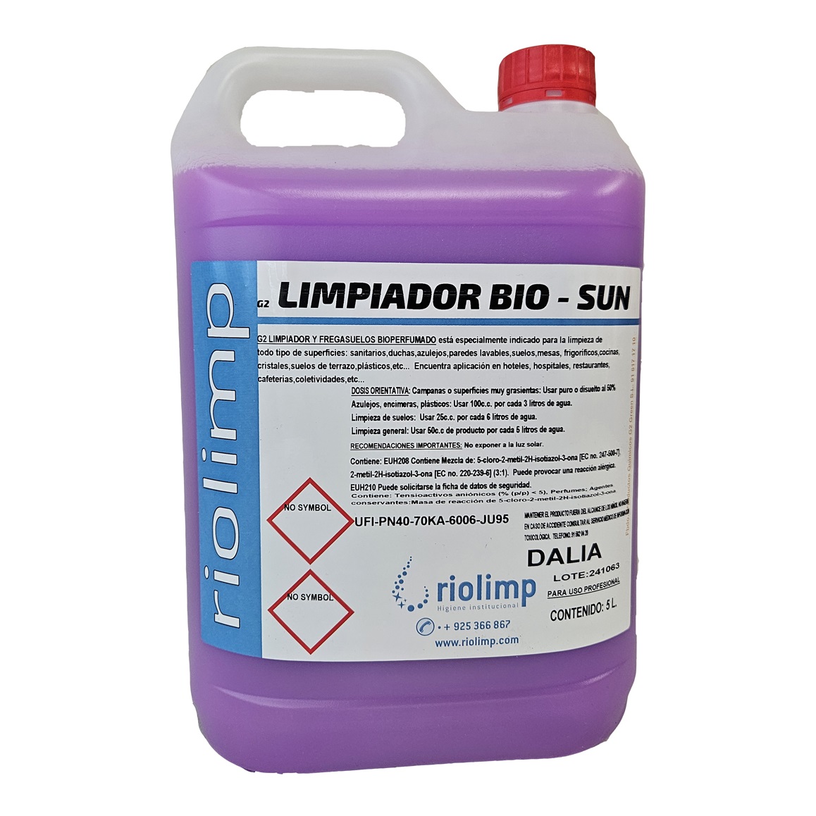 LIMPIADOR BIO-SUN DALIA ROSAS. Detergente garrafa de 5 litros